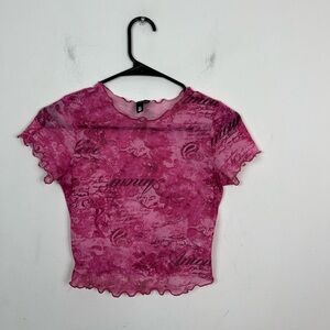 Garage Hot Pink Sheer Crop Top Sz XS‎